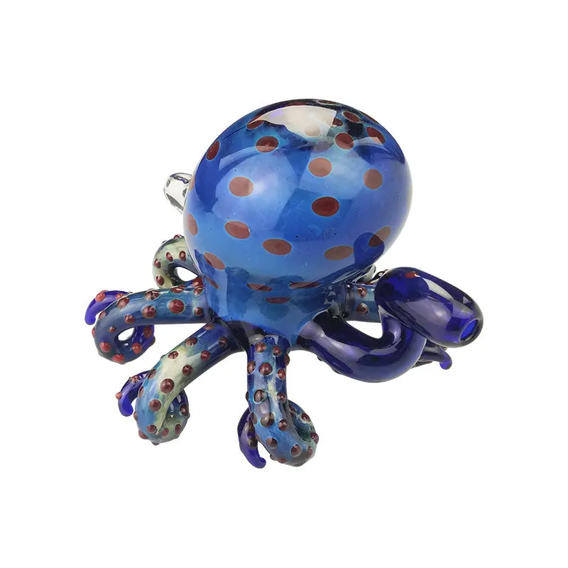Blue Speckle Octopus Design Glass Hand Pipe