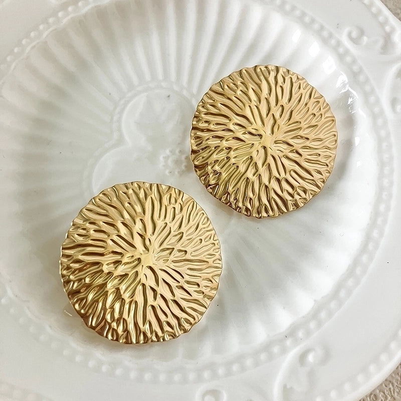 Exaggerated Minimalist Roman Style Round 304 Stainless Steel 14K Gold Plated Plating Rings Earrings