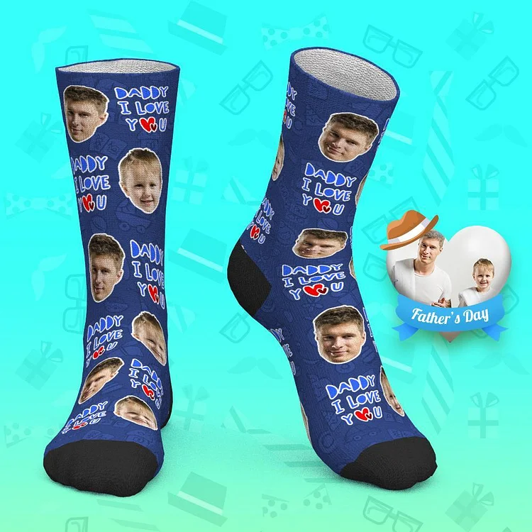 Father's Day Gift - Custom Face Socks Daddy I Love You