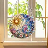 (Upgrade Size)DIY Diamond Painting Art Double Sided Effect Pendant Colorful Stained Glass Hanging Ornament Kit(Sunflower)