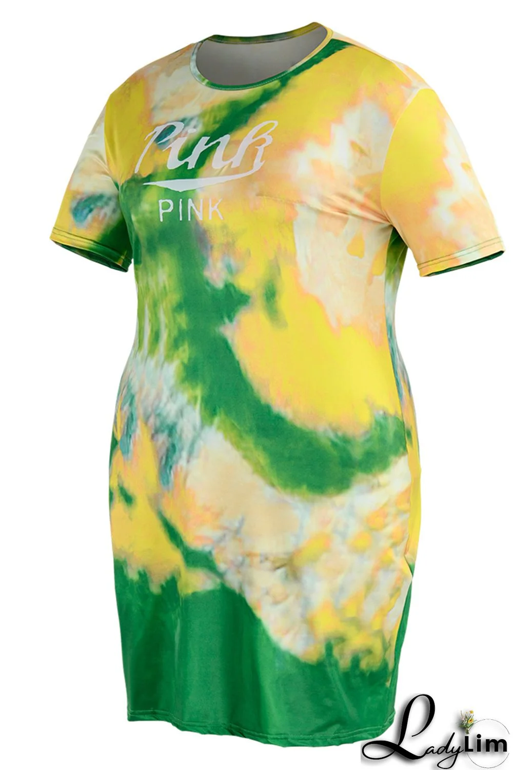 Purple Fashion Casual Letter Print Tie-dye O Neck Short Sleeve Dress Dresses