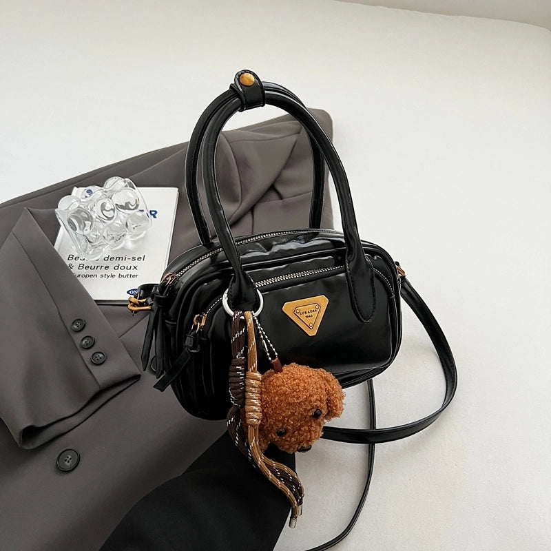 Women’s Pu Leather Solid Color Classic Style Square Zipper Crossbody Bag