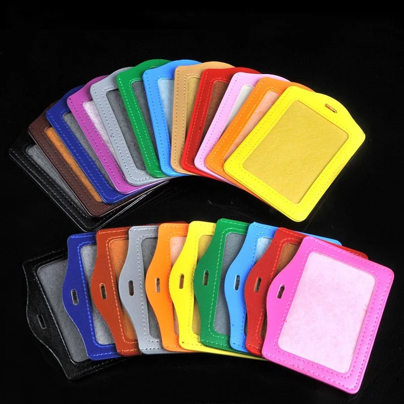 New Candy Color Card Holder Protect Cover Case Business Credit Card Work ID Card Badge Holder Office Supplies