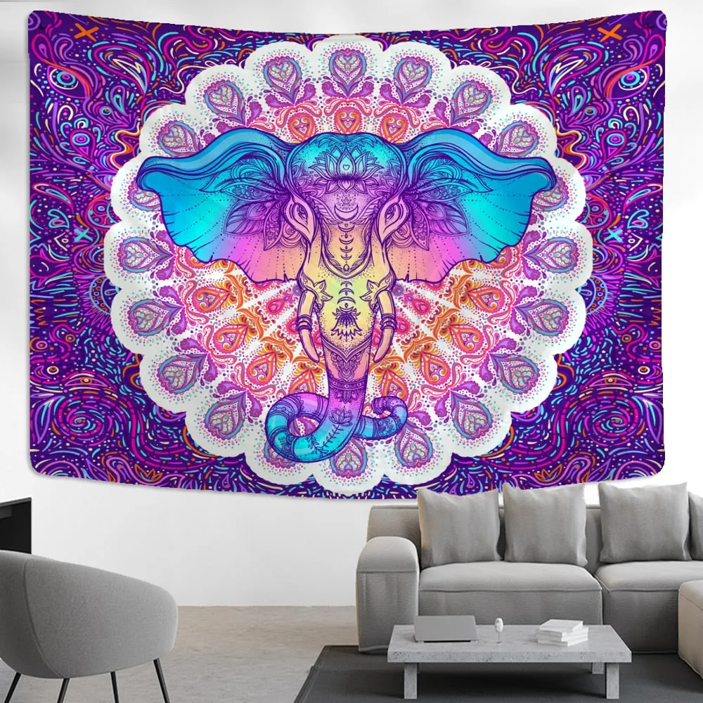 Mushroom Tapestry Wall Hanging Indian Mandala Bohemian Style Psychedelic Hippie Night Moon Witchcraft Home Decor