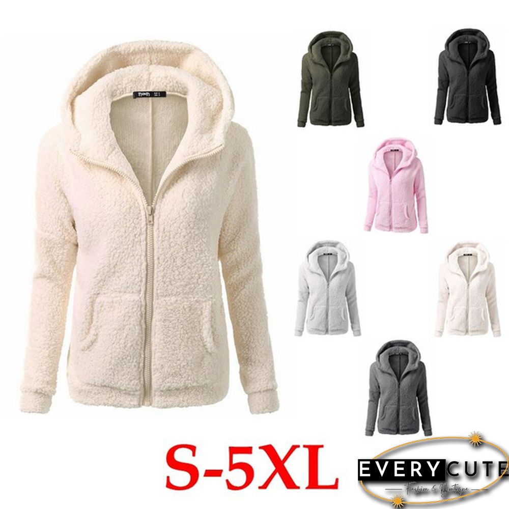 Women's Fashion Hooded Sweater Jacket Female Coat Women Casual Hoodie Coat Add Wool Sweatshirts