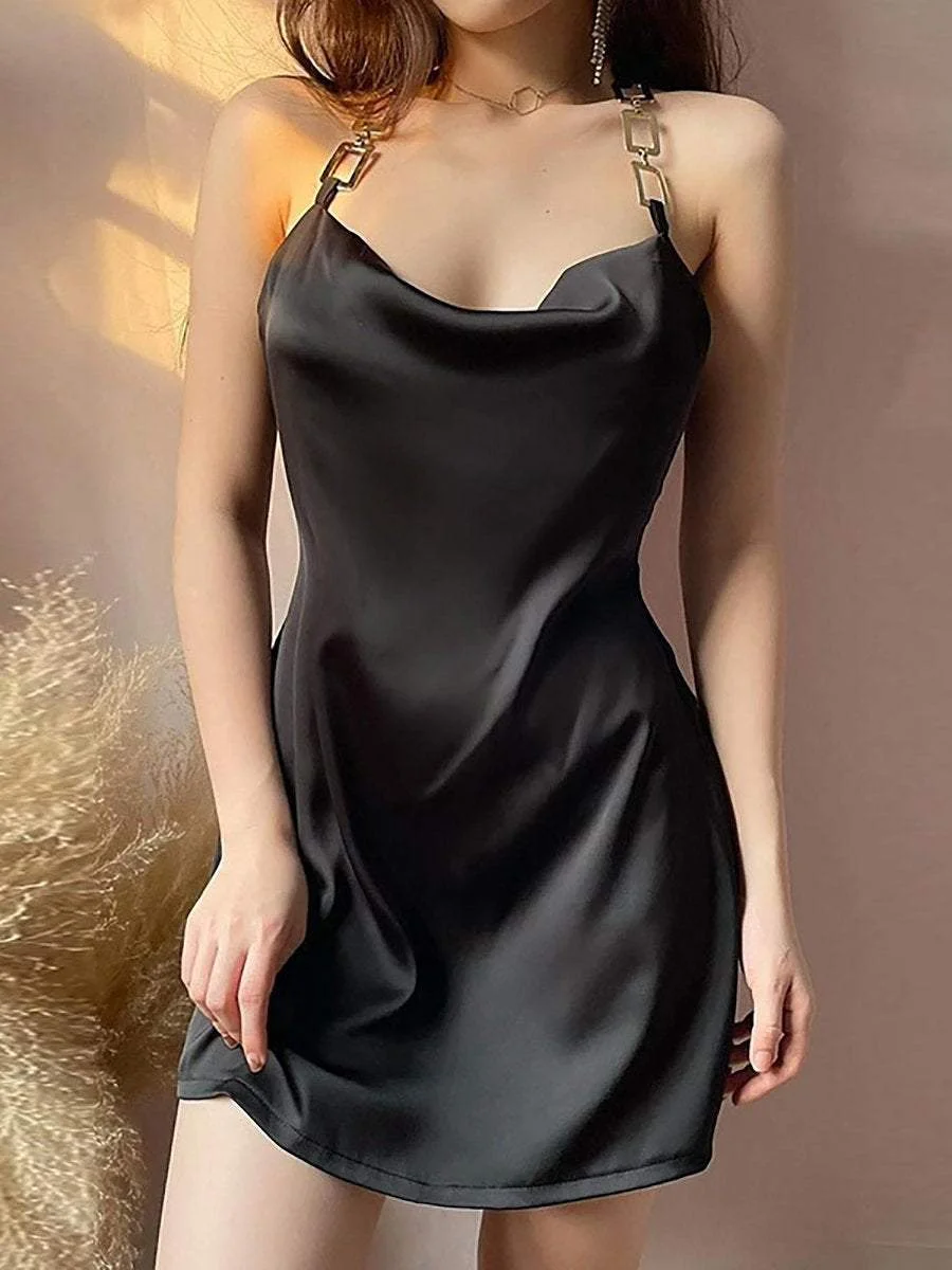 Sexy halterneck chain dress