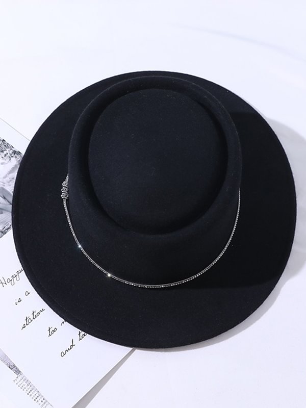 Vintage Black Khaki Solid Color Felt Hat