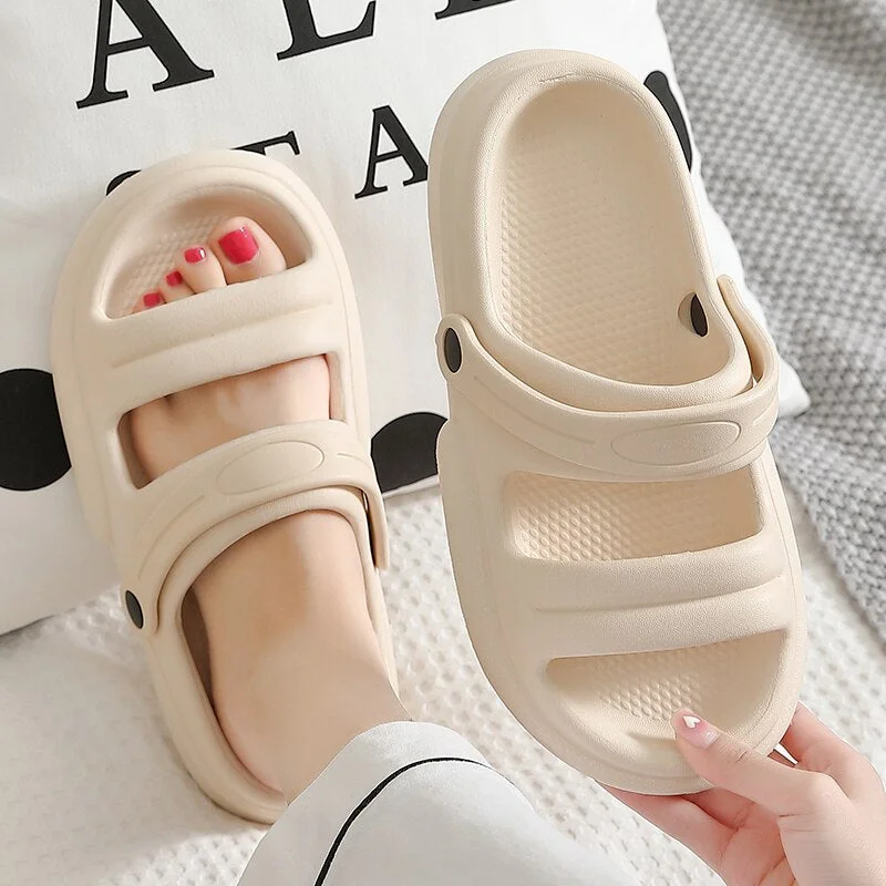 Summer Women Flip Flops Slippers Solid Thick EVA Platform Non-Slip Heel Sandals Home Outdoor Beach Couples Men's Ladies Shoes