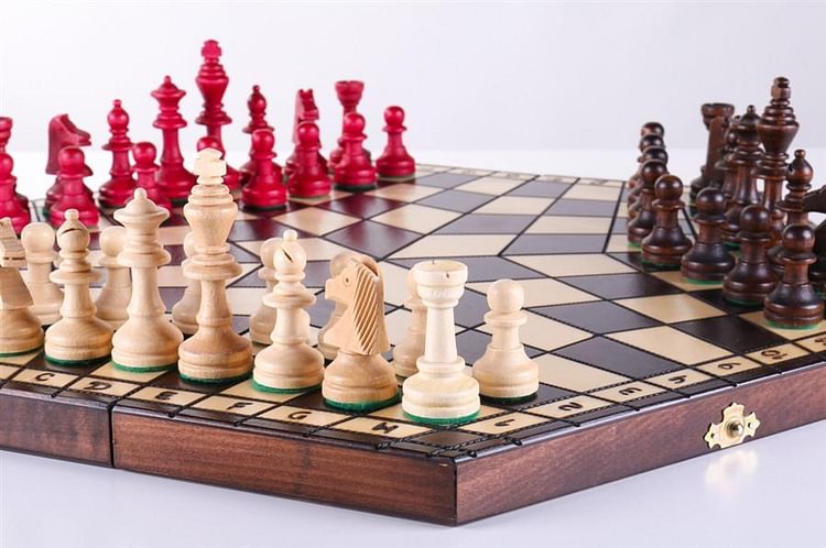 3 Player Large Wood Chess Set