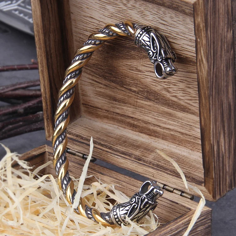 Viking Braided Dragon Heads Stainless Steel Bracelet