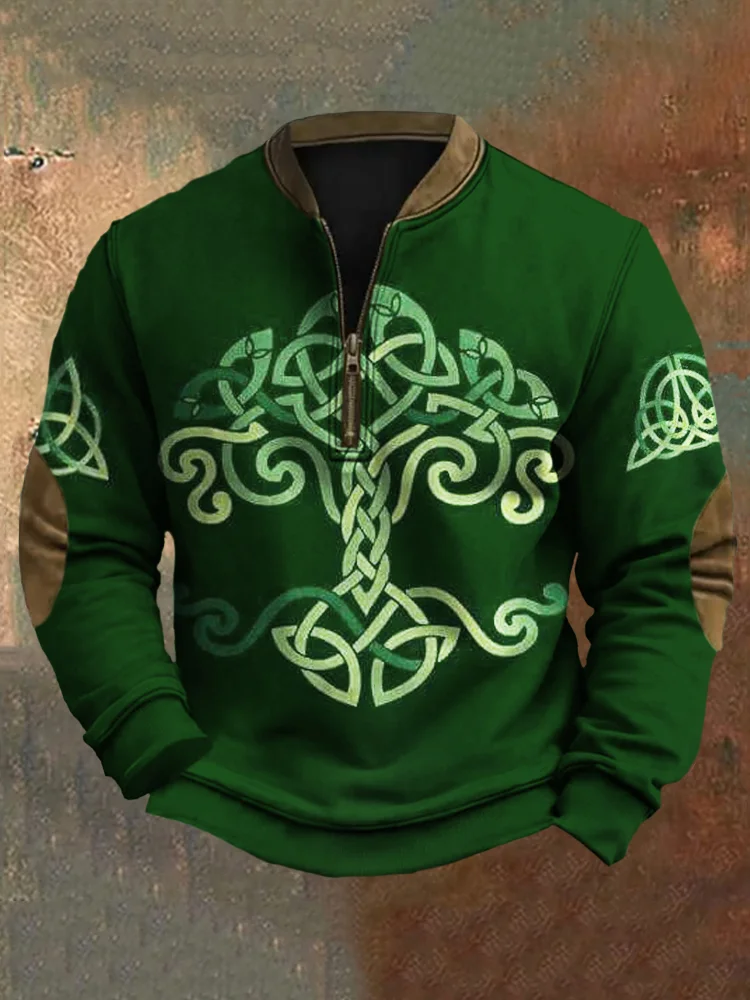 Tree Of Life Viking Pattern Men's Half Zip Sweatshirt