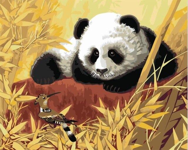 

Panda Talking With Bird – Paint By Numbers - 40*50CM, 501 Original