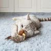 Jouet interactif en peluche d'oiseau simul&eacute; pour chat avec son d'oiseau