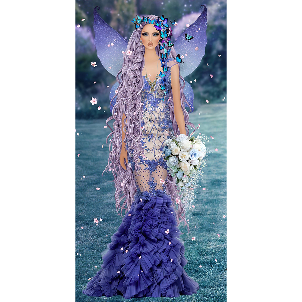 

30*60CM - Round Drill Diamond Painting - Fairy Dress, 501 Original