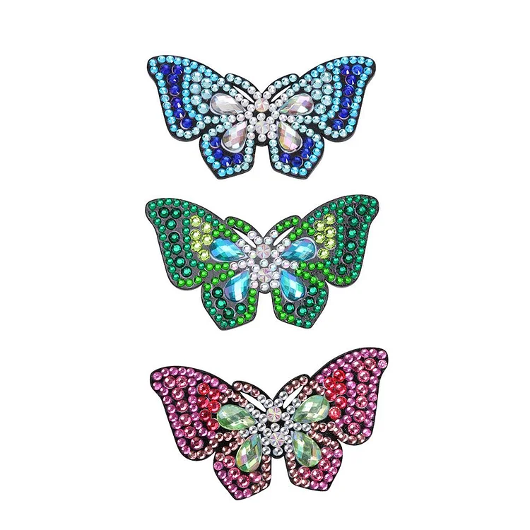 3pcs DIY Diamond Painting Hair Clip Butterfly Rhinestone Bobby Pin Headwear