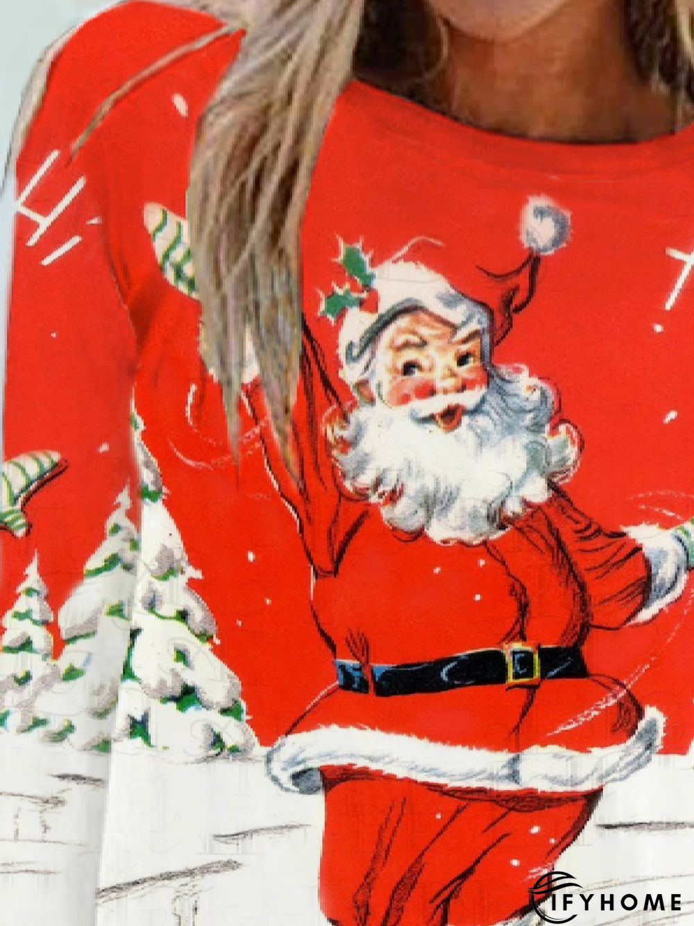 Casual Christmas Crew Neck Long Sleeve T-shirt | IFYHOME