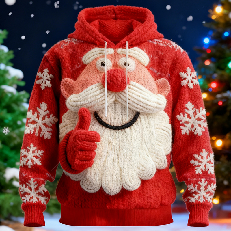 Funny Christmas Santa Claus Ugly Hooded Sweater elevenforest