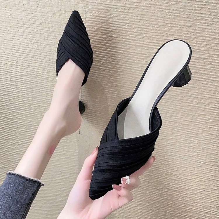2022 High Heels Sandals Women Shoes Pointed Toe Ladies Female Slides Platform Pumps Fashion Mules Zapatillas Mujer Casa 34-39