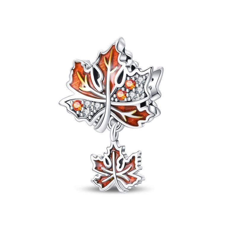 925 Silver Plated DIY Ornament Accessories Bracelet Autumn Thanksgiving Maple Leaf Owl Charm Beads New
