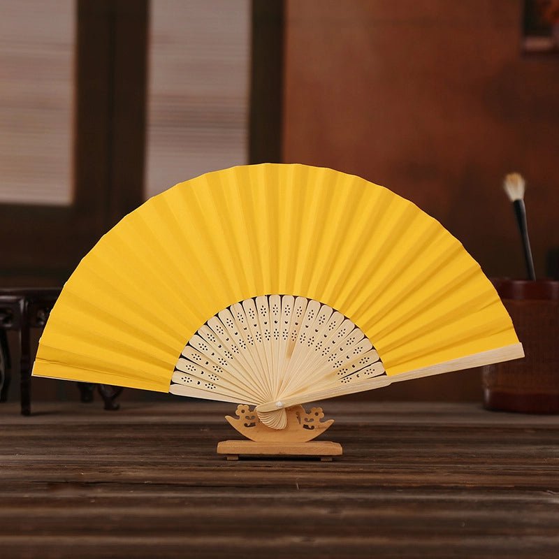 7-inch White Paper Fan Blank Folding Colorful Children’s Drawing Fan Diy Handmade Coloring Plain Surface Office Bamboo Crafts