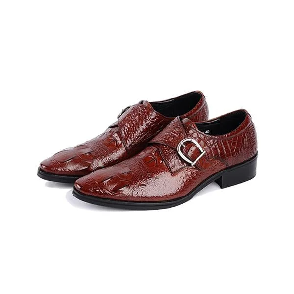 MEN'S CROCODILE PATTERN BUCKLE DRESS SHOES 34560961S