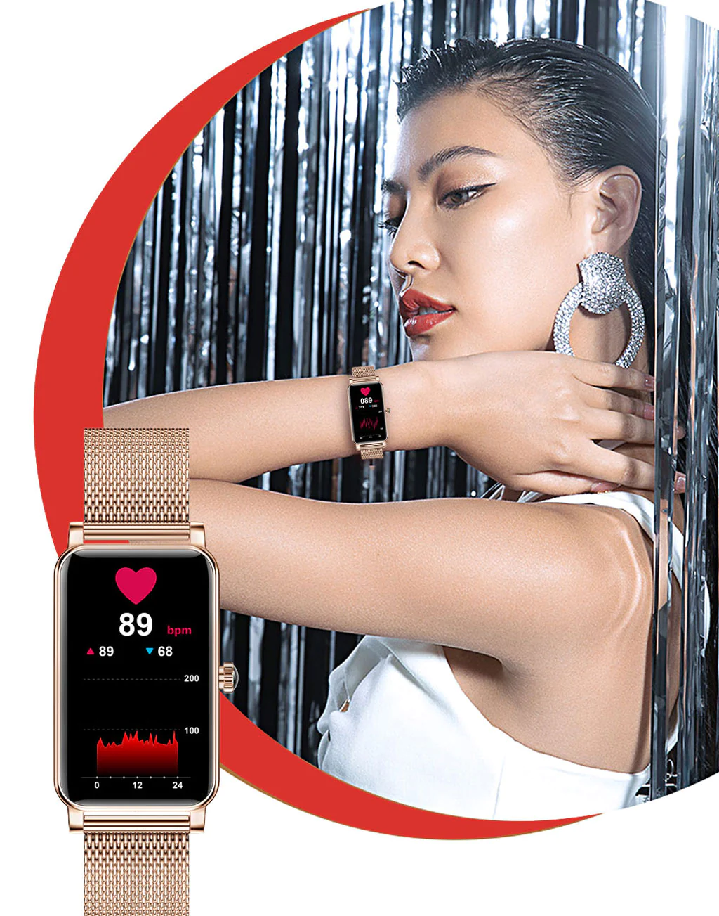 Viedefit-Rose-Smart-Watch-Blood-heart-rate-monitoring