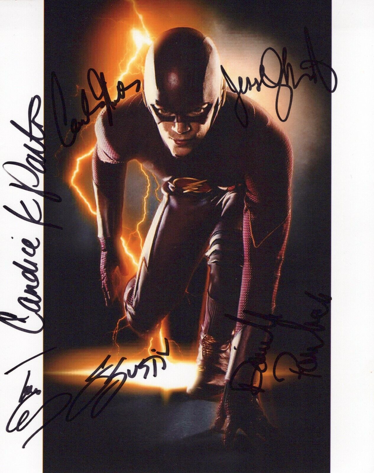 The Flash autographed Photo Poster painting signed 8x10 #1 cast signed by 6 Grant Gustin DC RARE