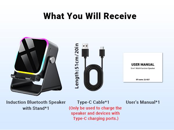 Wireless Induction Audio Speaker Stand, 5in1 Cellphone Holder, 3500mAh Rechargeable Emergency Power Bank,360° Adjustable Mobile Tablet Stand with Colorful Ambient Light Gifts for Men Women Wireless Induction Audio Speaker Stand, 5in1 Cellphone Holder, 3500mAh Rechargeable Emergency Power Bank,360° Adjustable Mobile Tablet Stand with Colorful Ambient Light Gifts for Men Women