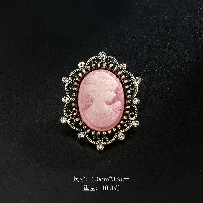 Retro Pin Portrait Alloy Plating Rhinestones Women’S Brooches