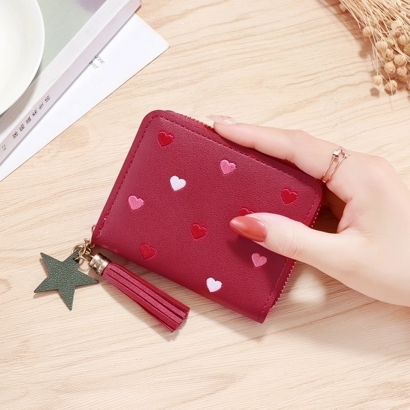 Women’s Solid Color Pu Leather Hook Loop Wallets