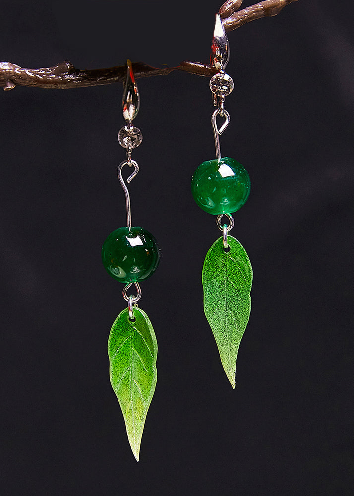 VCSHOES Women Leaf Leaf Acrylic Turquoise Drop Earrings