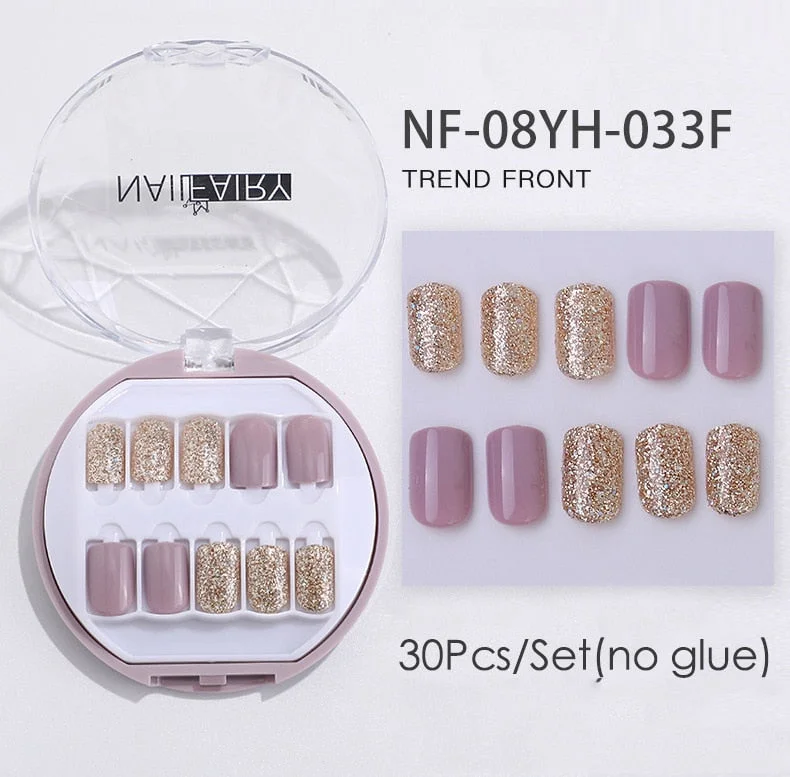 Fake Nails Press Coffin False with Glue Set Packaging Full Artificial Short Kiss Detachable Stick Designs Art Tipsy Cover Box-Nail Inspo