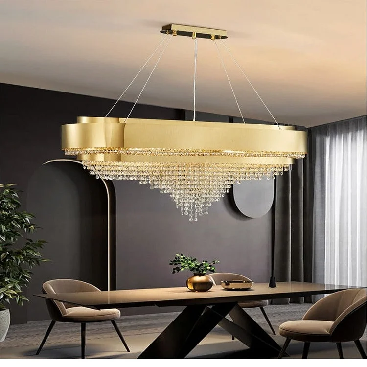 Living Room Light Fitting Rectangular Crystal Chandelier Vjlight