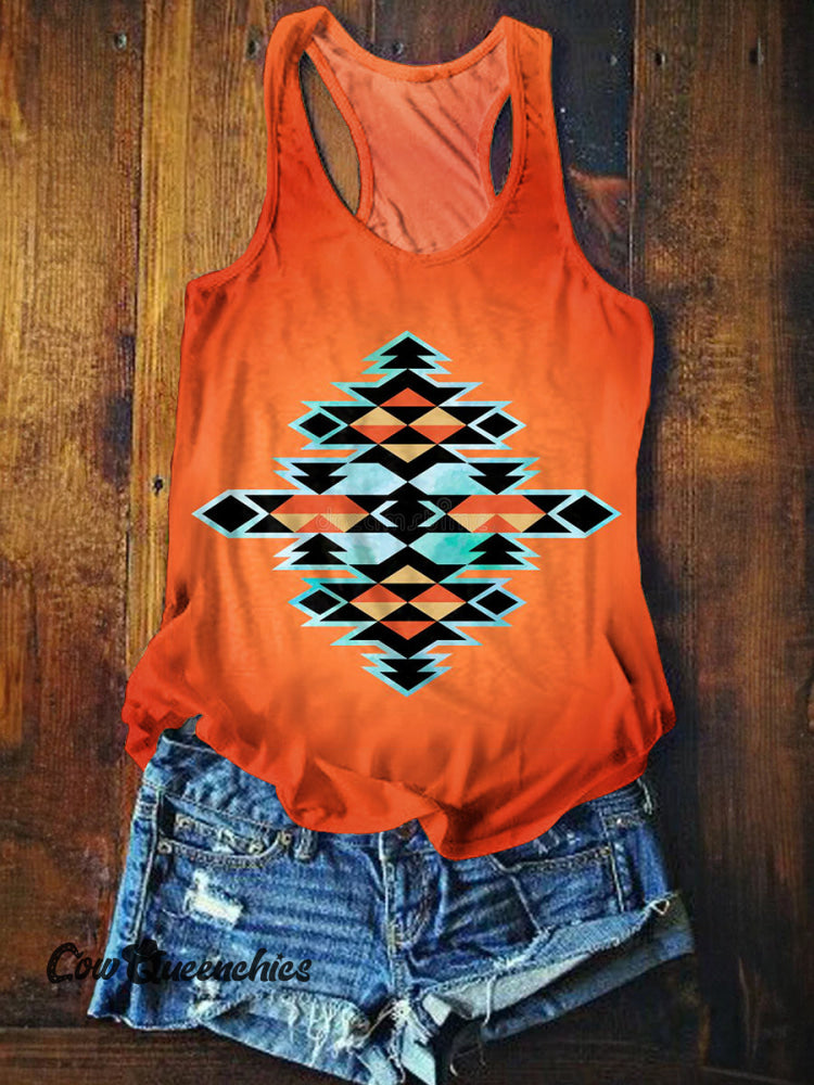 Women&rsquo;s Vintage Aztec Art Print Tank Top Multicolor / S