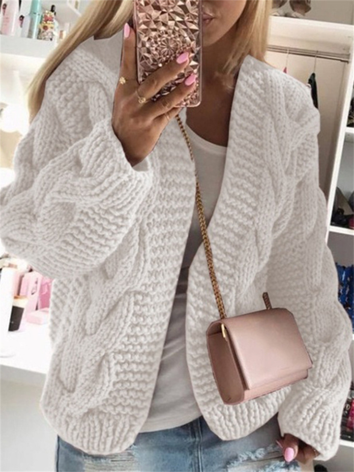 Women's Cardigan Knitted Solid Color Basic Casual Chunky Long Sleeve Loose Sweater Cardigans Hooded Open Front Fall Winter Wine Dusty Rose Gray