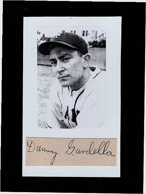 1944-45 DANNY GARDELLA-NY GIANTS AUTOGRAPHED CUT ON 3X5 W/Photo Poster painting-(d.2005)