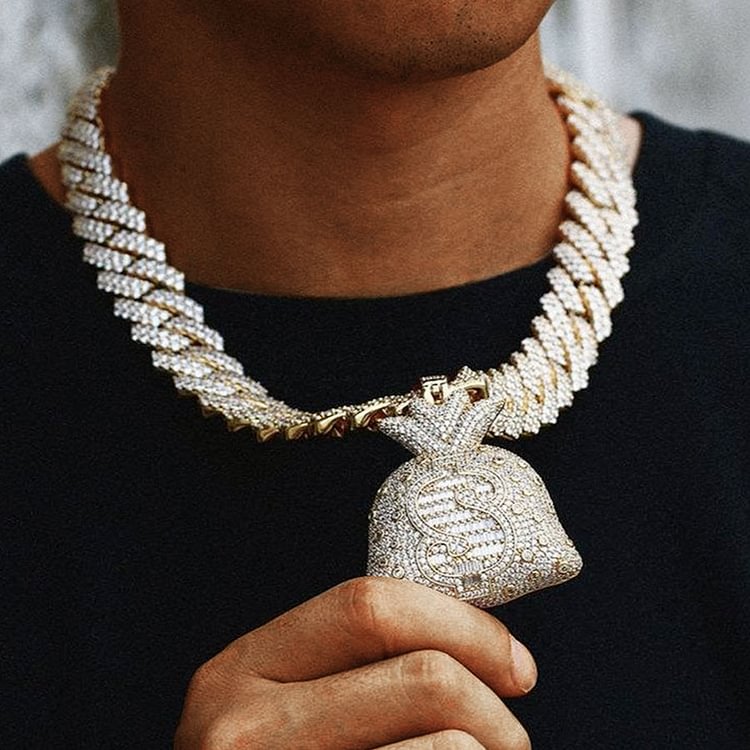 Money Bag Pendant Gold Hiphop Jewelry