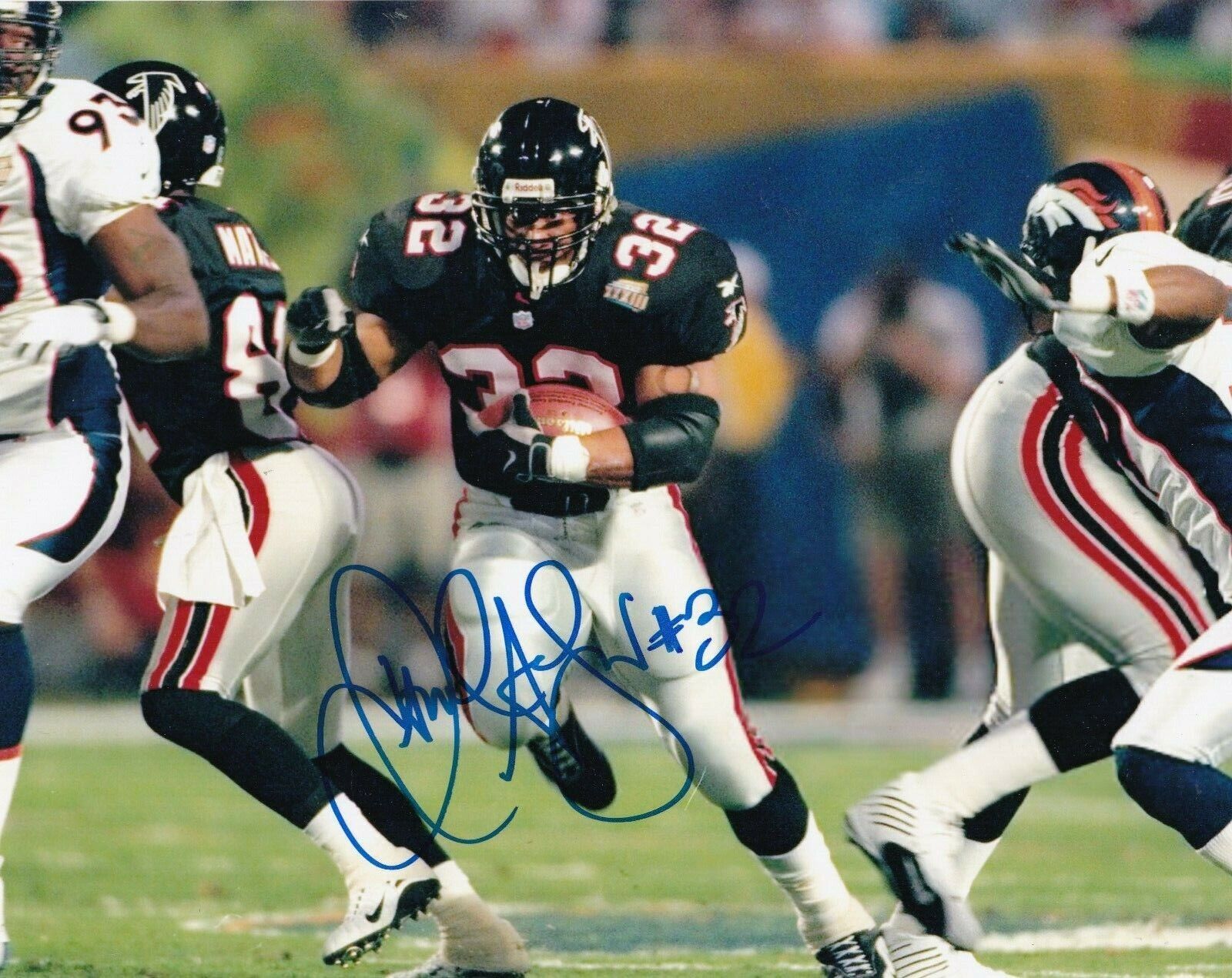 JAMAL ANDERSON ATLANTA FALCONS ACTION SIGNED 8x10