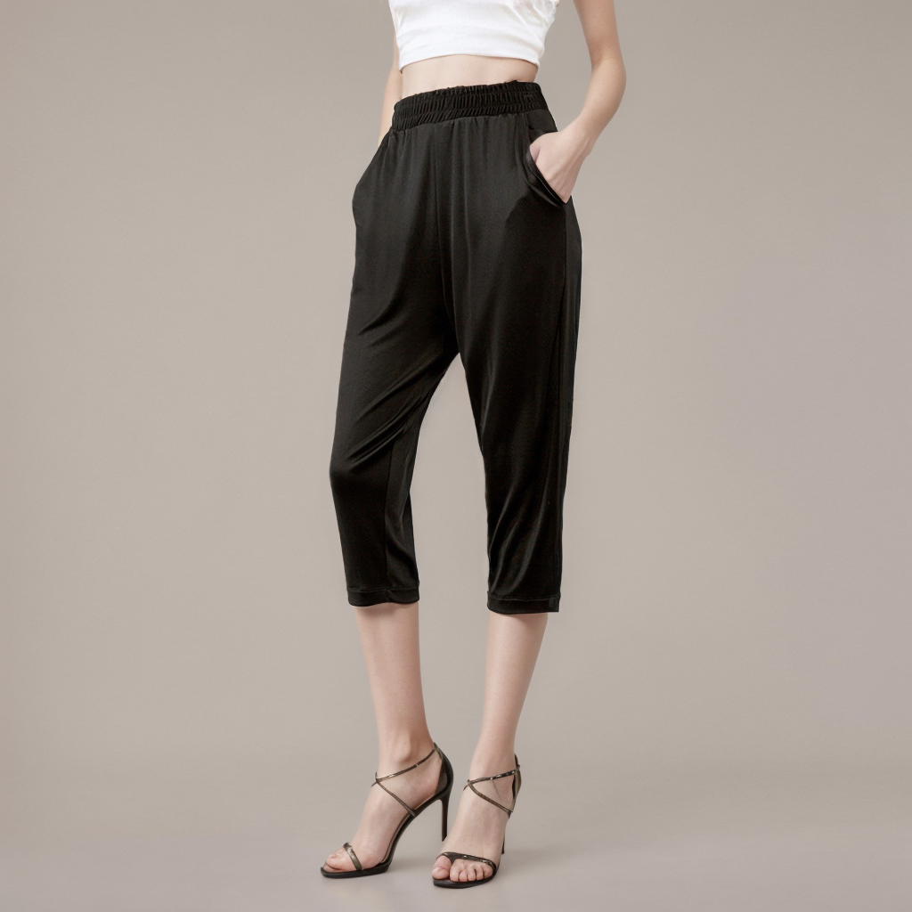 Silk Pants Black Cropped Trousers REAL SILK LIFE