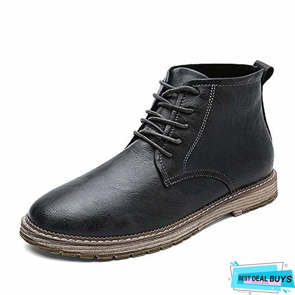men's autumn outdoor leather lace-up high-top ankle martin boots oxford shoes