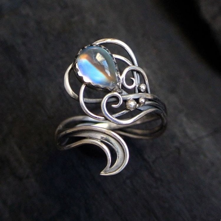 Drop Shaped Moonstone Witch Ring
