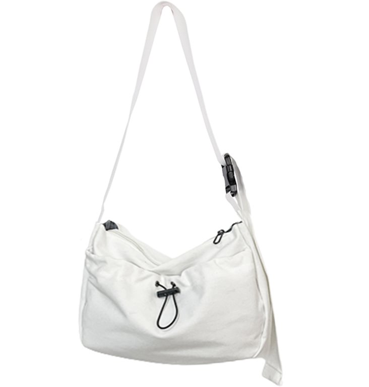 Girlfriend Boyfriend Pure Color Draw String Canvas Crossbody Bag - Modakawa modakawa