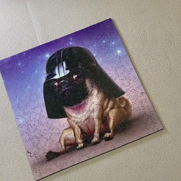 Black Samurai Bulldog Wooden Jigsaw Puzzle