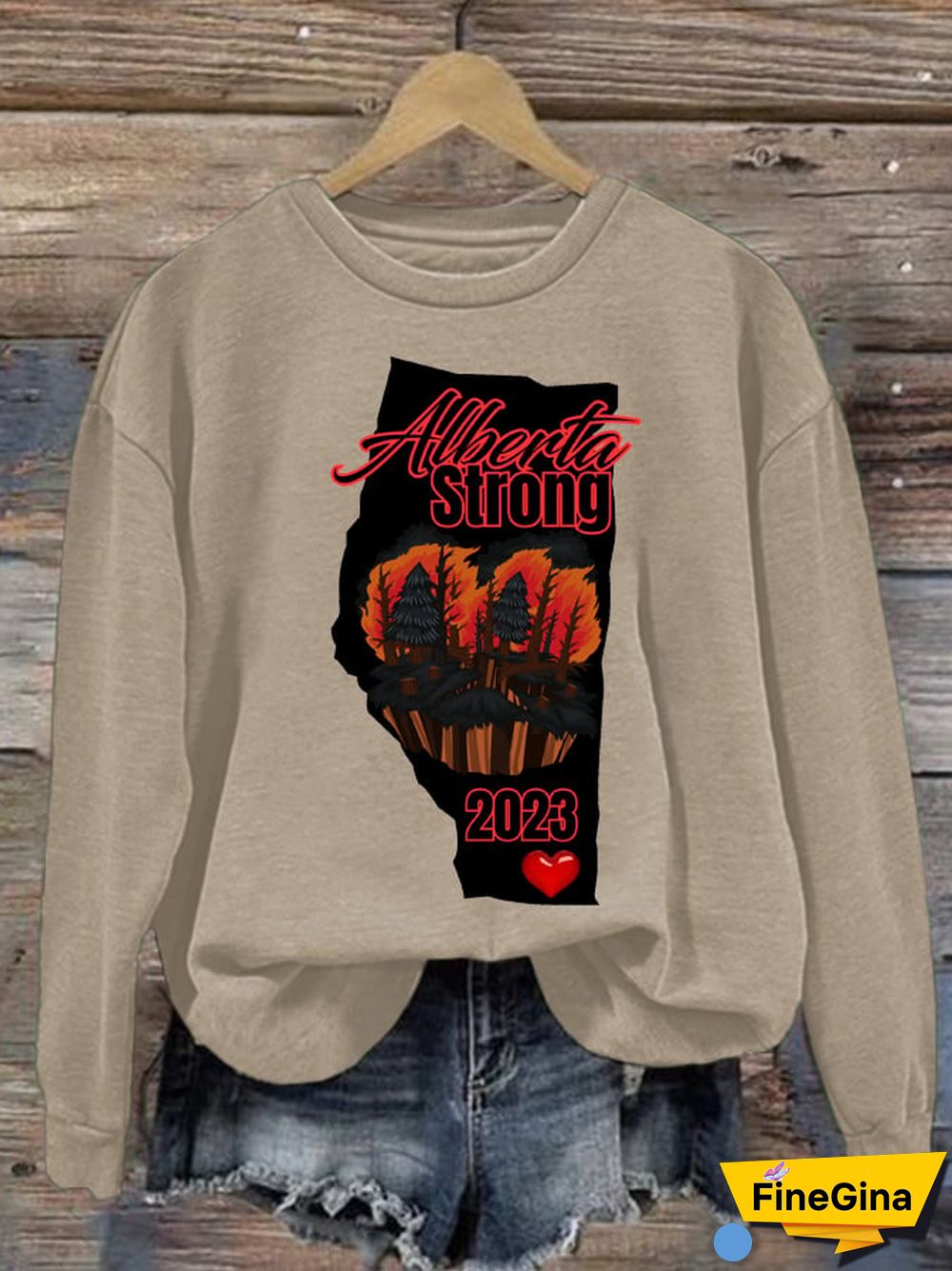 Women's Alberta Strong wildfire Print Sweatshirt