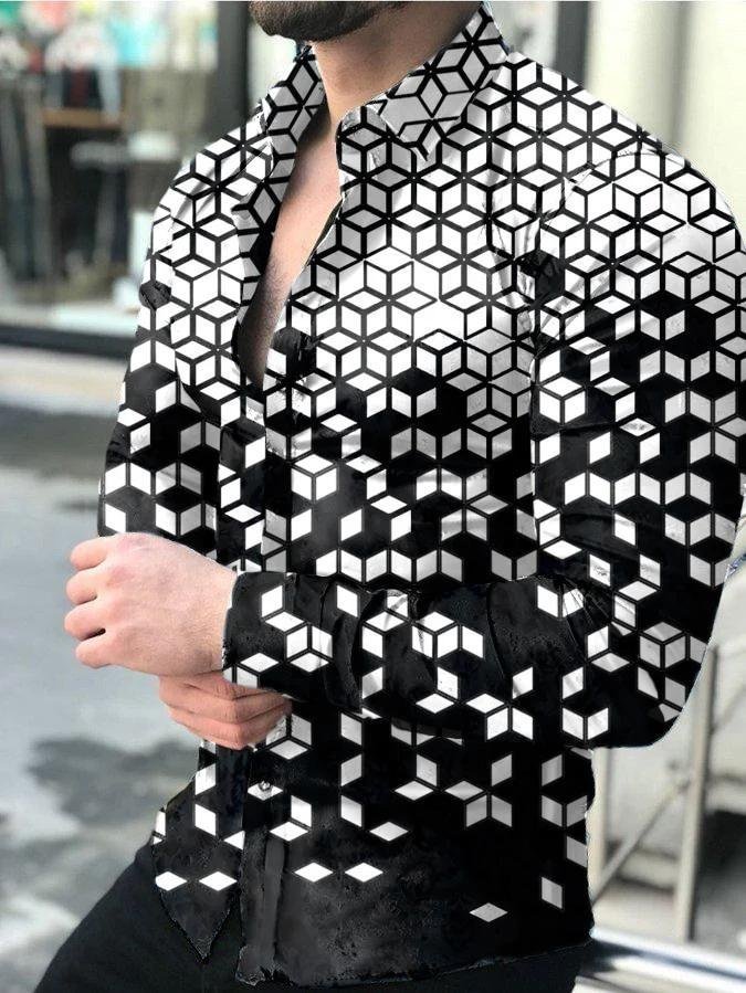 Gradient polka dot lapel long sleeve shirt