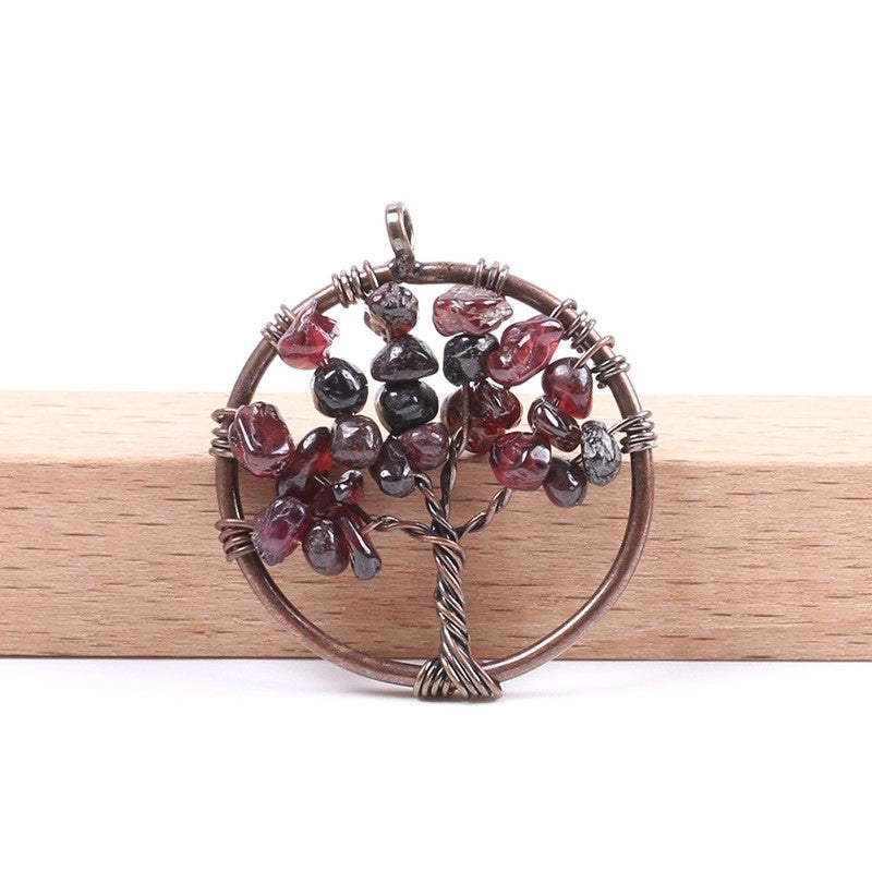1 Piece Natural Stone Copper Life Tree Pendant