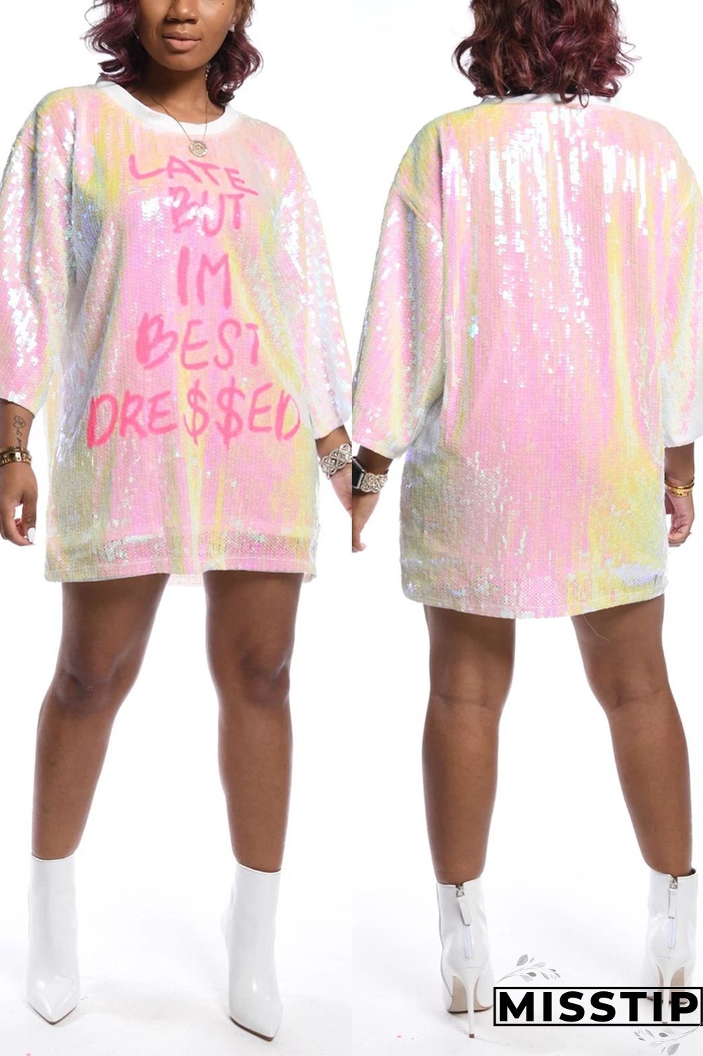Blue Casual Sexy Letter Offset Hip Dress