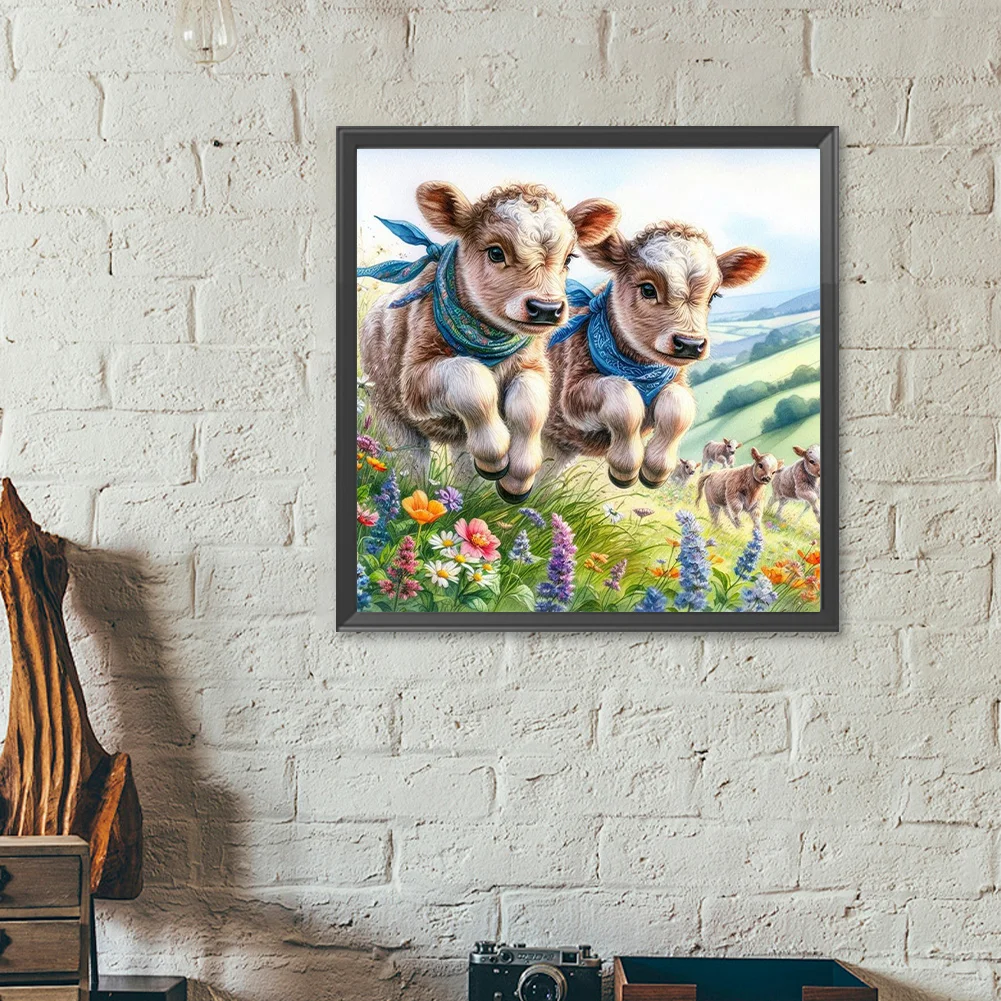 Diamond Painting - Full Round Drill - Flower Cow(Canvas|40*40cm)