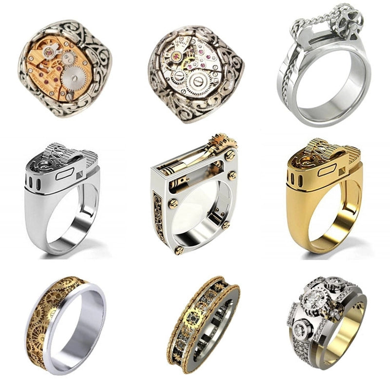 Minimalist Geometric Gear Metal Plating Men's Rings