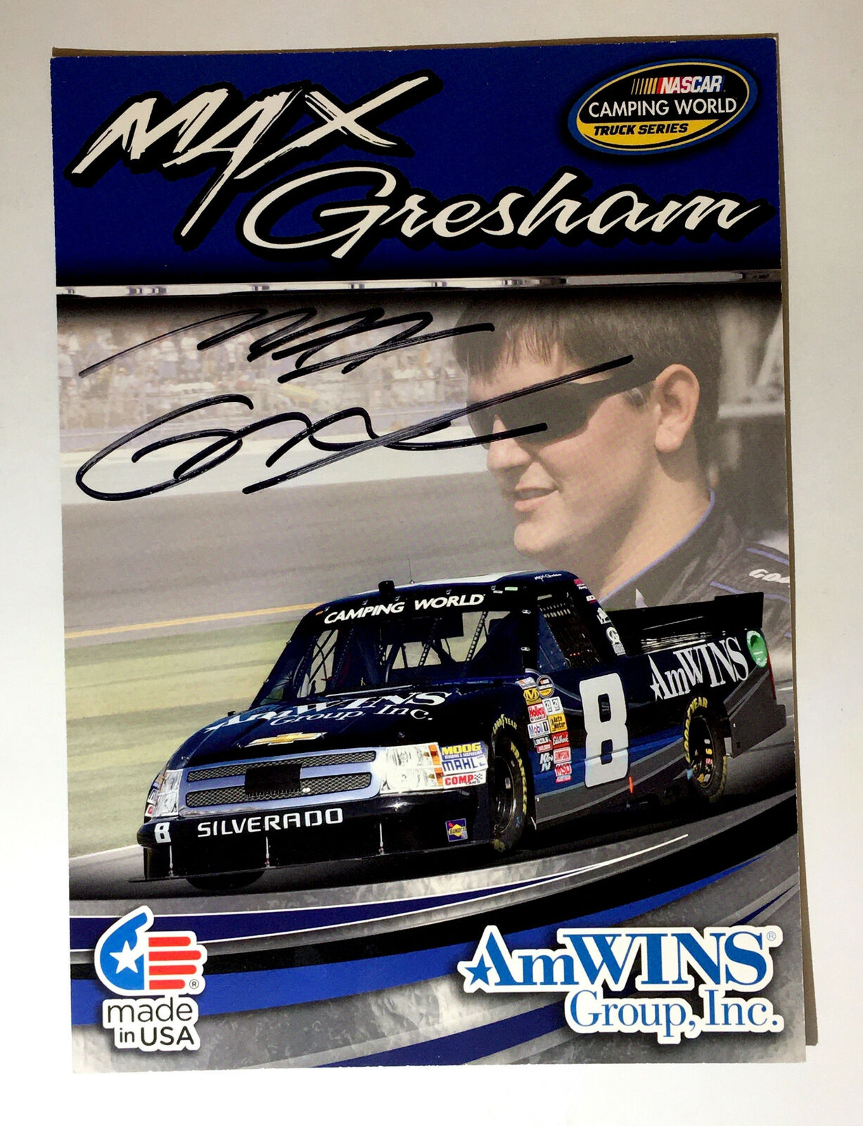 Max Gresham Signed 5 x 7 Photo Poster painting Promo Hero Card Postcard NASCAR  Ship Auto